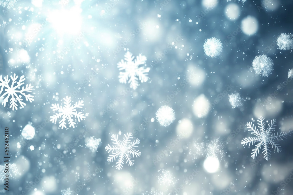 illustration background of snow fall with snow flakes