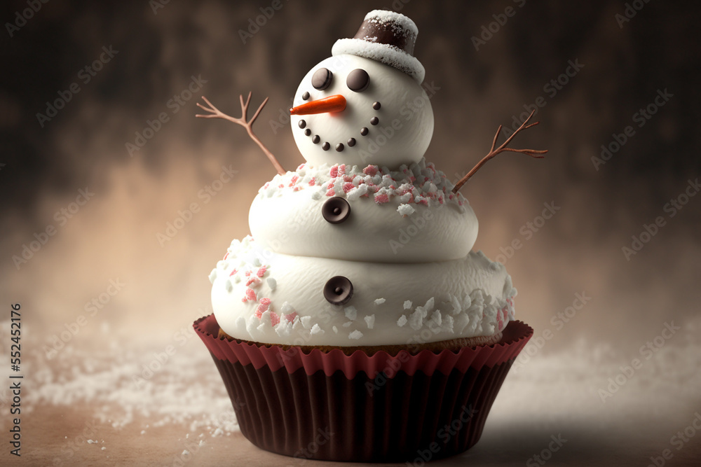 illustration of cute snowman cupcake decoration illustration of cute snowman cupcake decoration