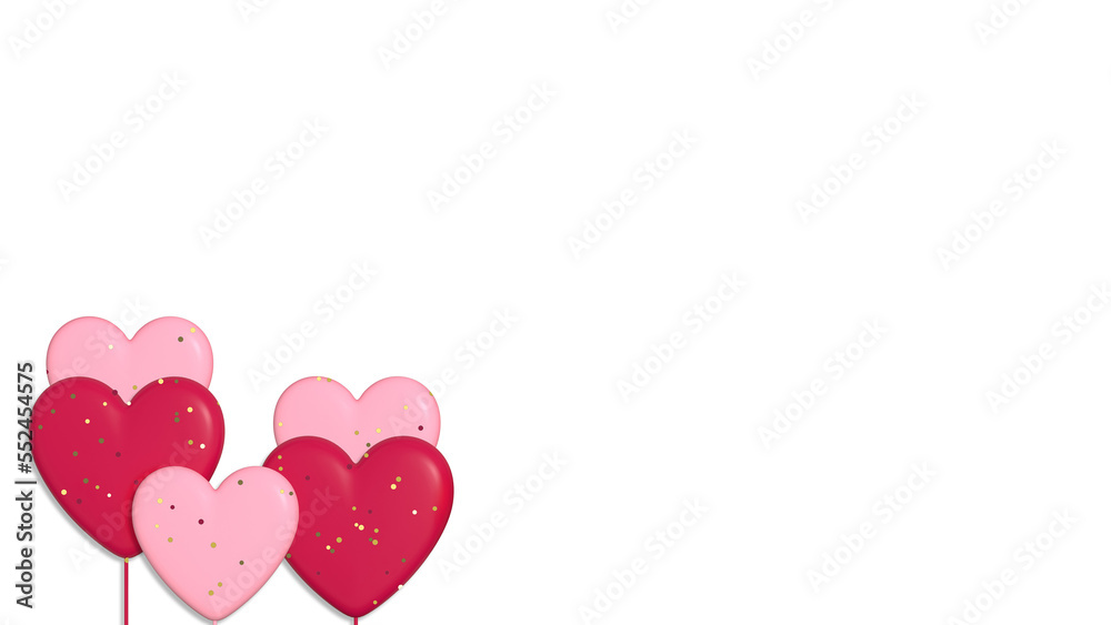 Valentine's day white background with red hearts.