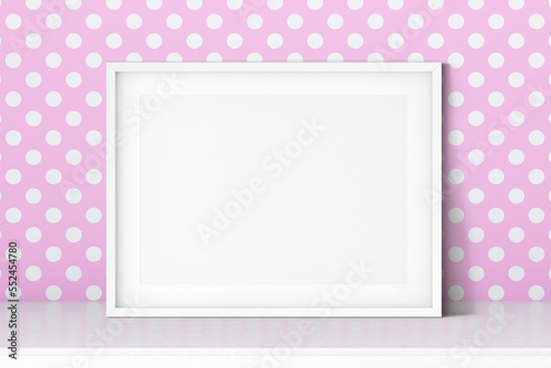 Frame mockup and white dotson a pink background photo