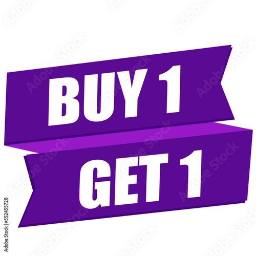 Buy 1 get 1 free promotion banner with ribbon