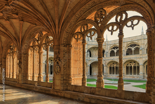 Jeronimos monastery. Manueline style decoration architecture. Lisbon, Portugal