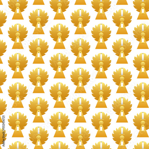 Golden Christmas angel seamless pattern on transparent background
