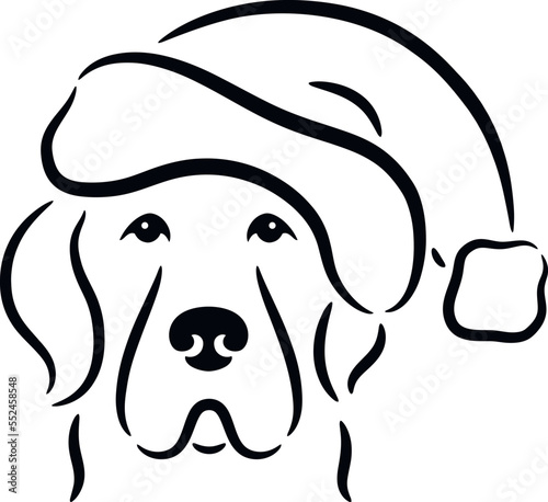 Illustration of a dog in Christmas hat, isolated