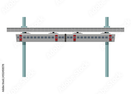 Photos Suspension monorail train. Simple flat illustration.