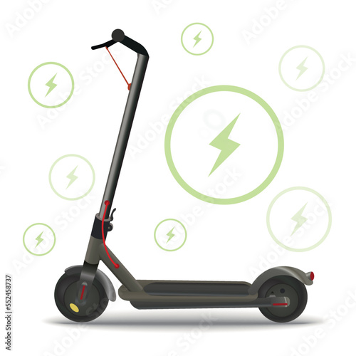 realistic 3d vector illustration of an electric scooter isolated on white background