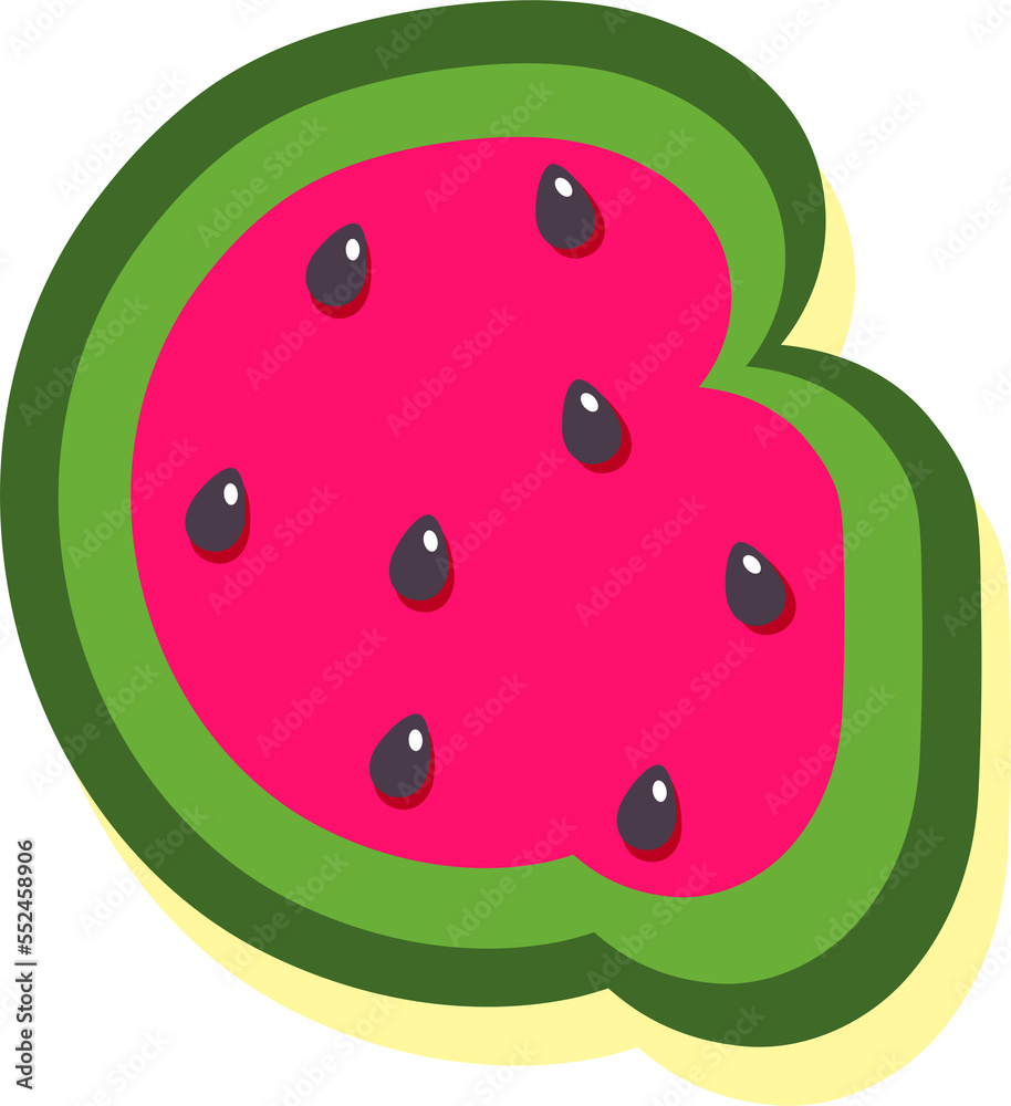 Obraz premium Watermelon fruit style alphabet text, letter G
