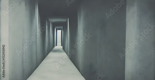 Ai Digital Illustration Old Photo of an Hallway Tunnel