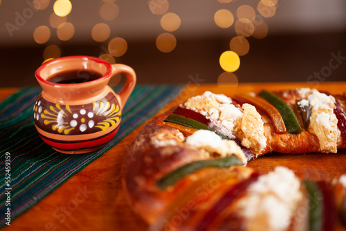 Traditional rosca de reyes bread. Mexico and latin america celebration