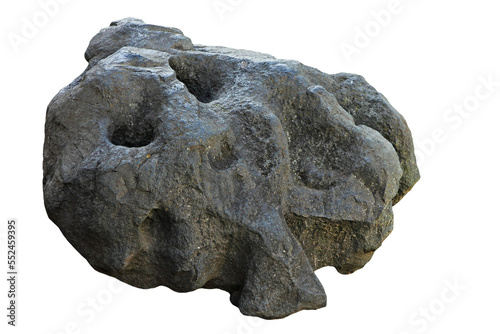 Black meteorite isolated on transparent background.