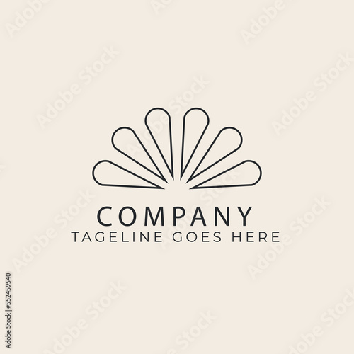 sun flower line art logo vector design