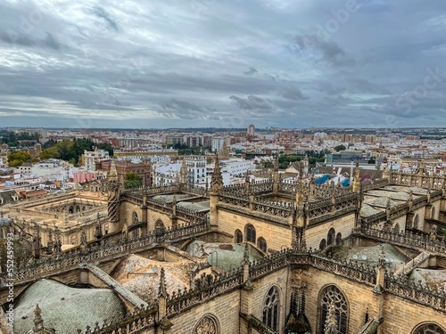 View of Seville from the top. Selective focus 