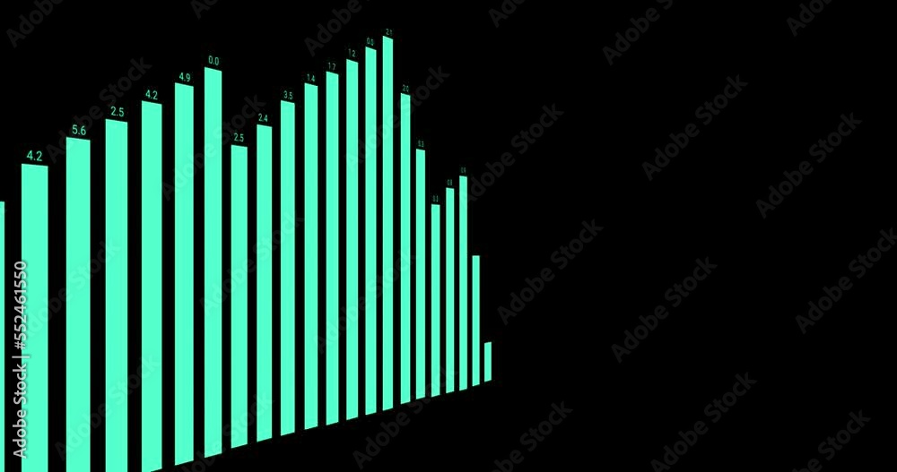 Animation of blue graph processing data on black background Animation of blue graph processing data on black background