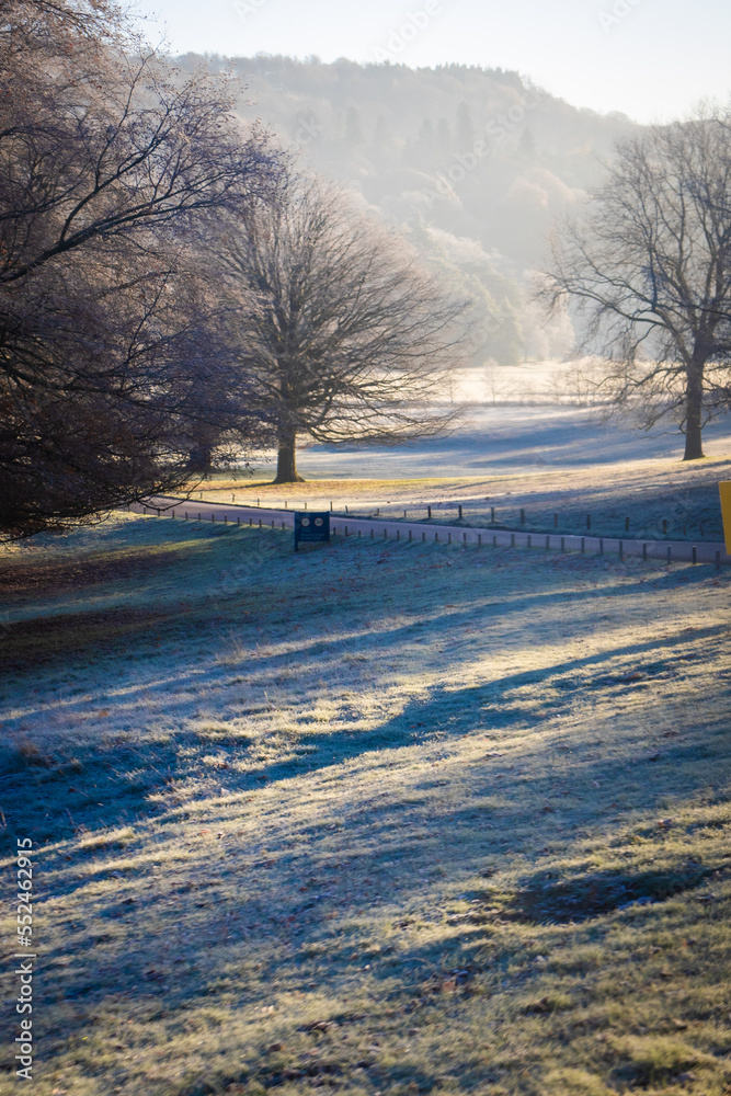 Winter scene, Landscape, Bakewell, Snow, Chatsworth Peak district Hill