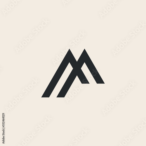 letter m mountain line monogram logo vector.
