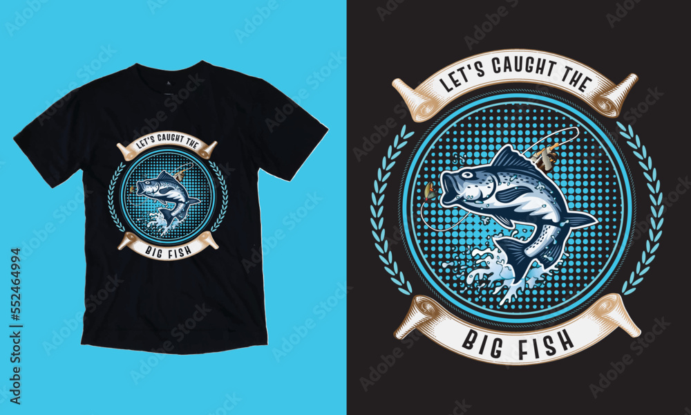 Fototapeta premium Fishing T shirt illustration of a shield