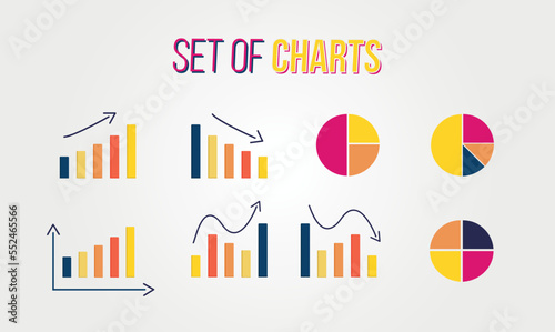 Growth graph set business infographic vector isolated graphics flat
