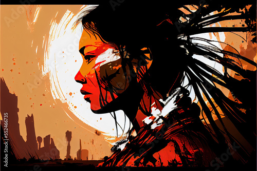 beautiful native american indian woman poster,generative ai