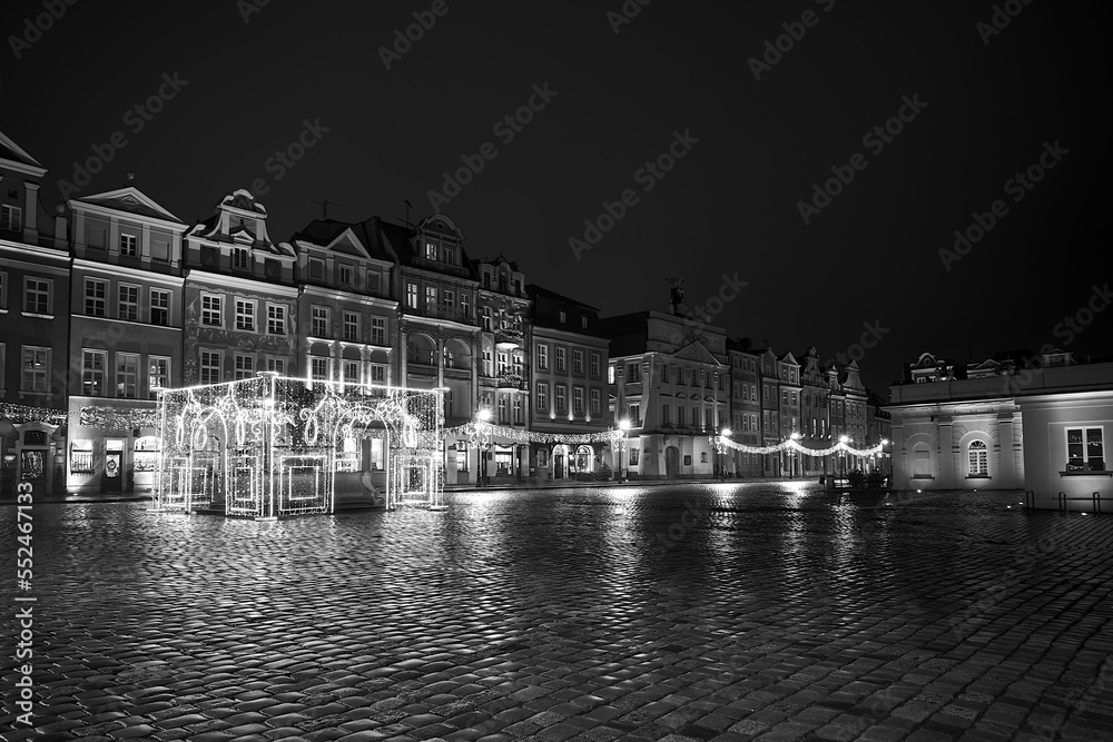 The Old Market Square with historic tenement houses andl and christmas decorations