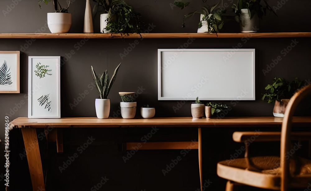 photography of a Minimalist clean bright mockup photo of large blank canvas  - AI Generated