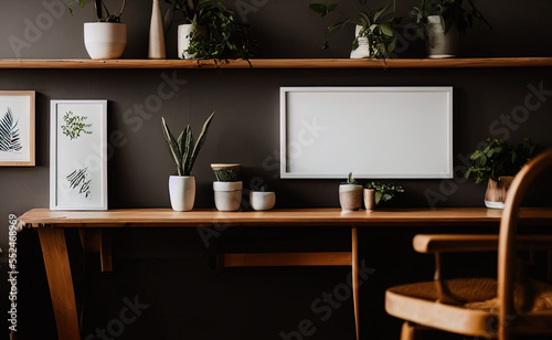 photography of a Minimalist clean bright mockup photo of large blank canvas - AI Generated