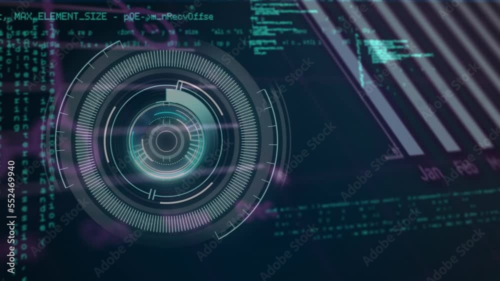 Animation of data processing over scope scanning on black background Animation of data processing over scope scanning on black background