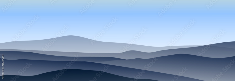 Mountain landscape silhoutte flat illustration