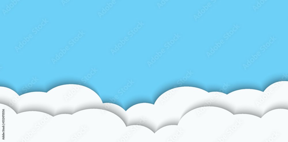 Papercut clouds in the blue sky illustration