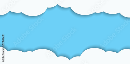 Papercut clouds in the blue sky illustration