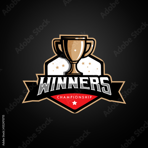 Trophy esport logo design. Winners championship for sports and gaming