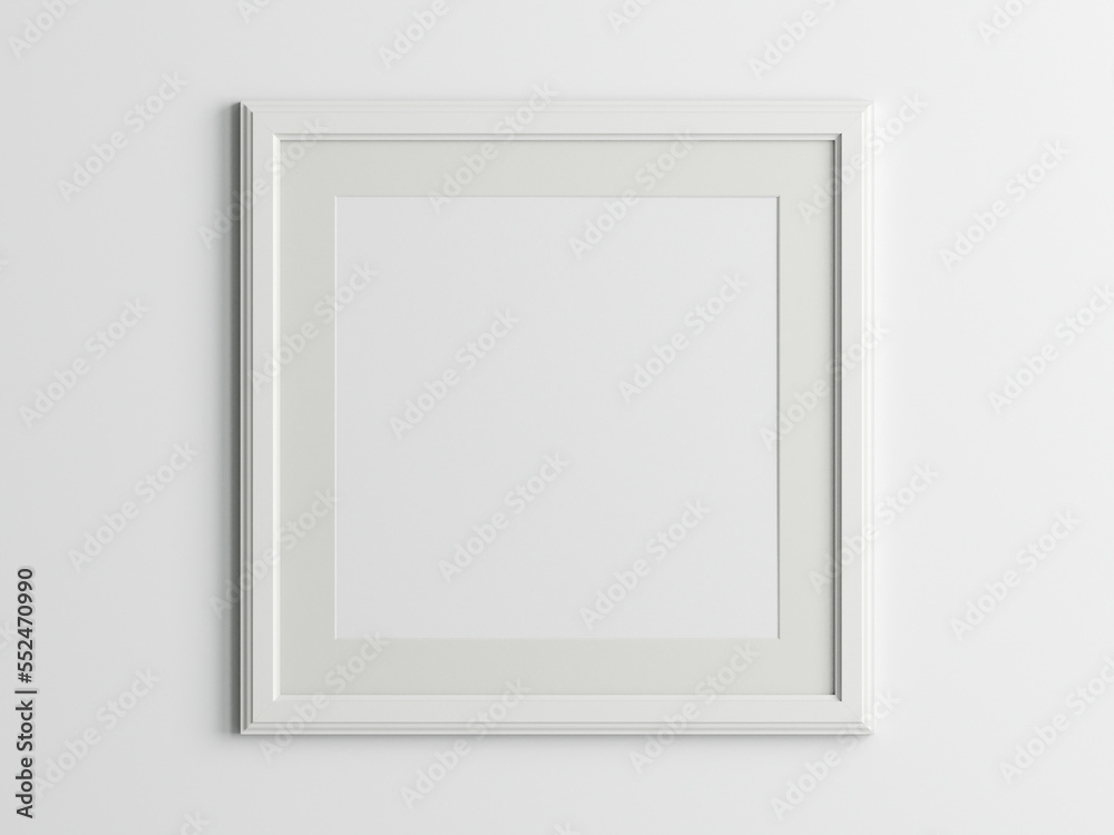 Gallery wall mockup, square white frame on the wall, minimalist frame mockup, 3d render Gallery wall mockup, square white frame on the wall, minimalist frame mockup, 3d render