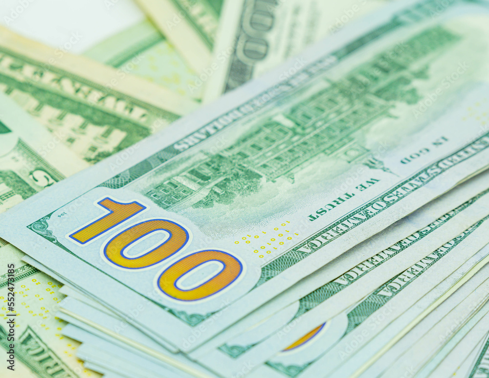 Stock of hundred dollar bills on white background. Stock of hundred dollar bills on white background.