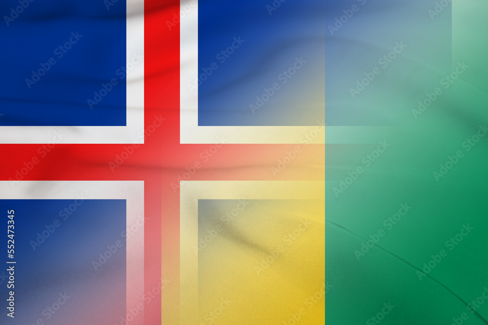 Obraz premium Iceland and Guinea state flag transborder contract GIN ISL