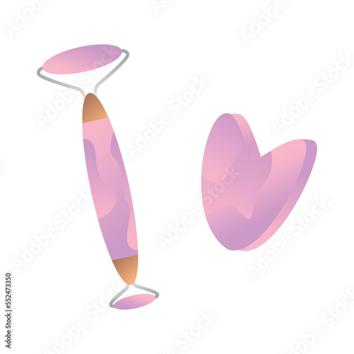 Gua sha roller vector illustration, facial massage stone concept, anti-aging tools isolated