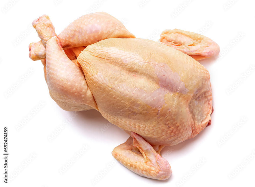 Whole raw chicken. Isolate on a white background Whole raw chicken. Isolate on a white background