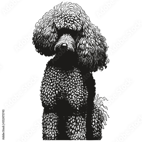 Poodle vector logo hand drawn ,black and white drawing of dog