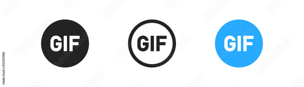 GIF play button outline icon. Social media, button for ui. File format symbol. Simple flat design. GIF play button outline icon. Social media, button for ui. File format symbol. Simple flat design.