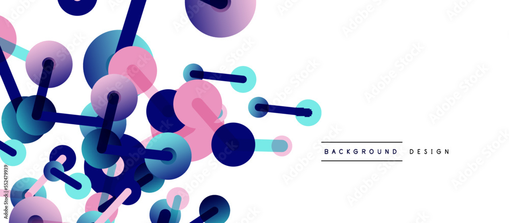 Abstract background. Round dots connected by lines. Trendy techno business template for wallpaper, banner, background or landing Abstract background. Round dots connected by lines. Trendy techno business template for wallpaper, banner, background or landing