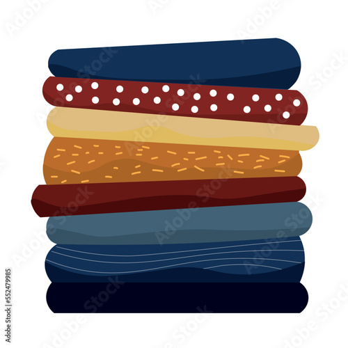 Stack of cloth on white background