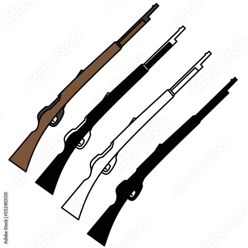 set of assault rifle gun weapon collection vector illustration