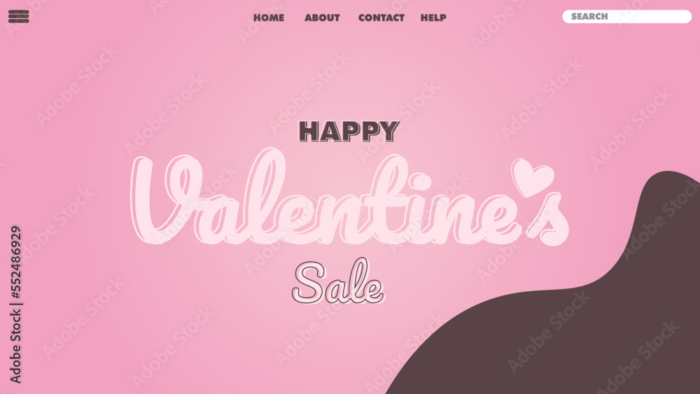 valentine's day sale design landing page. valentine day sale banner