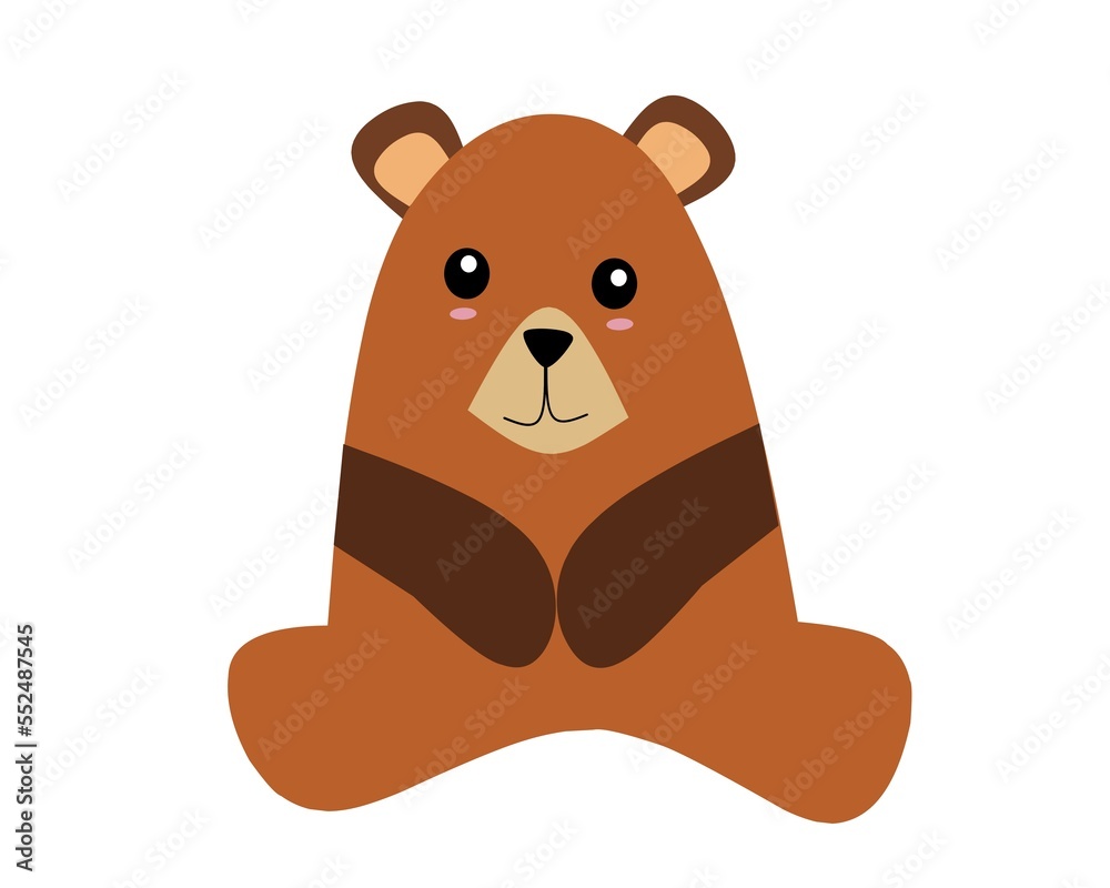 Obraz premium brown bear cartoon with cute smile in the white background