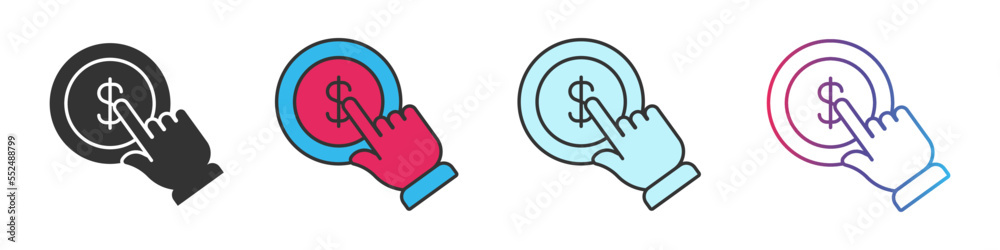 Online pay different style icons set. Outline and filled vector sign. Online pay different style icons set. Outline and filled vector sign.