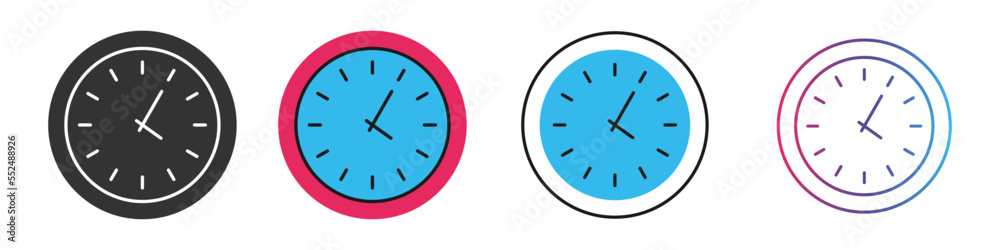 Time different style icons set. Outline and filled vector sign.