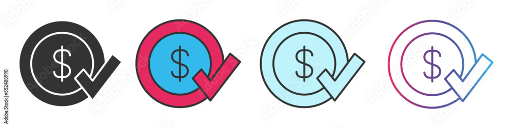 Online pay different style icons set. Outline and filled vector sign. Online pay different style icons set. Outline and filled vector sign.