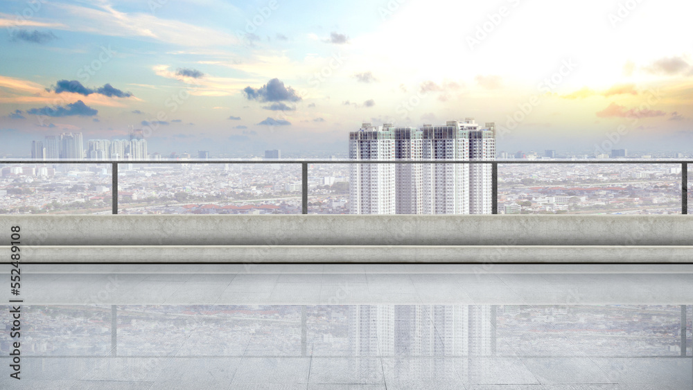 Terrace view with modern cityscapes
