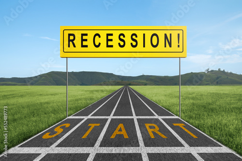 Starting line with recession sign