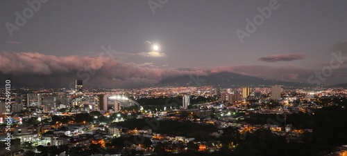 Moon rising over San Jose, Costa Rica