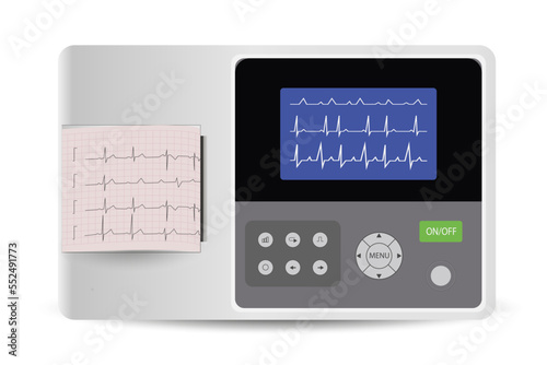 Electrocardiographic patient monitoring - medical device isolated on white