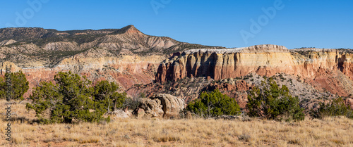 Panorama of colorful desert landscape at Ghost Ranch photo